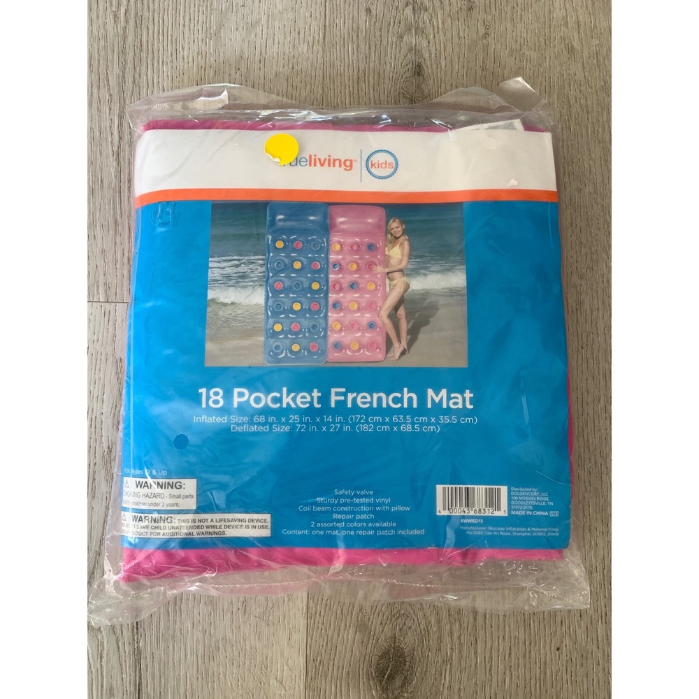 GuideLiving‎ Kids 18 Pocket Mat Inflatable Pool Float Lounger Pink 68x25x14